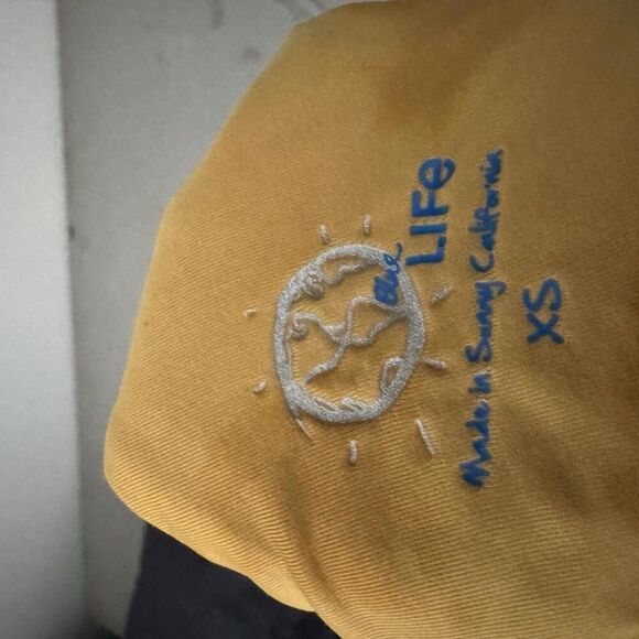 Blue Life Ruffle Off Shoulder Bikini Top Xs Yellow Flounce Tie Dye Flutter - Picture 6 of 6